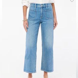 Women’s J. Crew cropped wide-leg patch-pocket jeans in all-day stretch. Size 30P